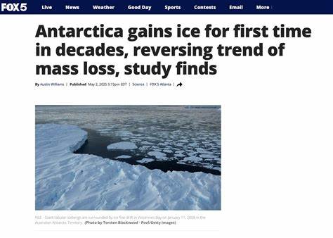 Antarctica gains ice for first time in decades, reversing trend of mass loss