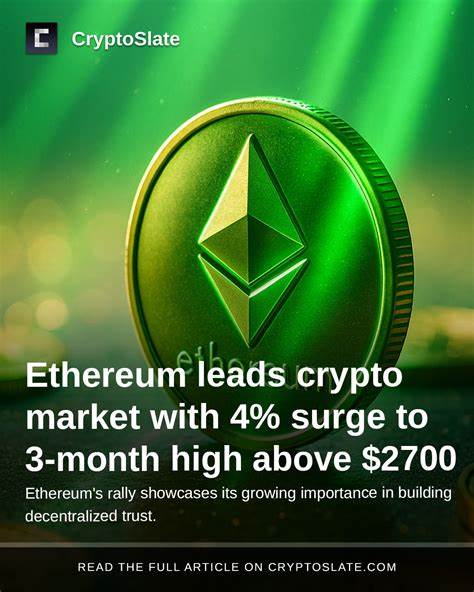 Ethereum leads crypto market with 4% surge to 3-month high above $2700