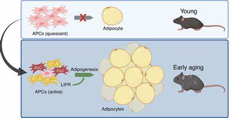 Why our waistlines expand in middle age: aging stem cells shift into overdrive