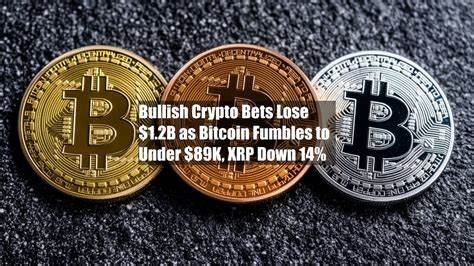 Bullish Crypto Bets Lose $1.2B as Bitcoin Fumbles to Under $89K, XRP Down 14%