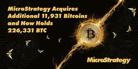 MicroStrategy Accumulates an Additional 11,931 Bitcoin; Scales Holdings To 226,331 BTC - The Tech Report