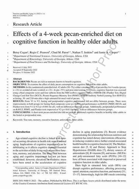 Cognitive function in response to a pecan-enriched meal