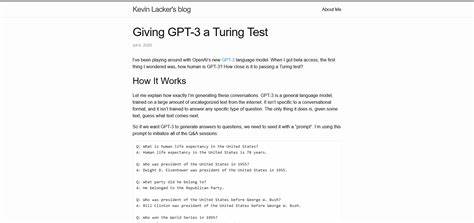 Giving GPT-3 a Turing Test (2020)
