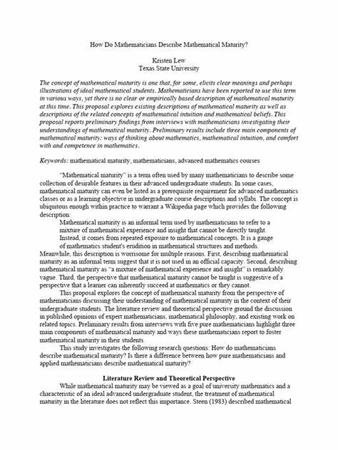 How Do Mathematicians Describe Mathematical Maturity? [pdf]