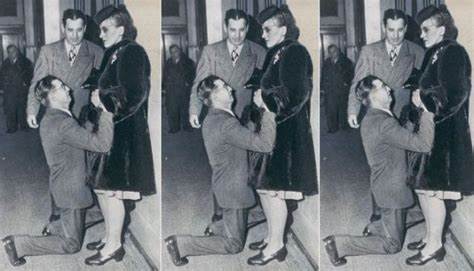 1948 Photo of a Man Begging His Wife for Forgiveness Outside a Divorce Court