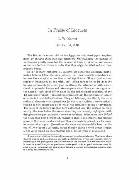 In Praise of the Lecture