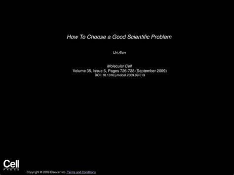 How to Choose a Good Scientific Problem [pdf]
