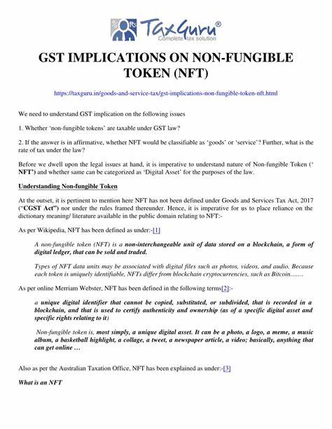 Non-Fungible Tokens—Implications under GST Decoded - SCC Online