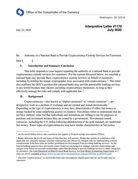 US: OCC issues groundbreaking interpretive letter on cryptocurrency custody services | Knowledge | Global law firm - Norton Rose Fulbright