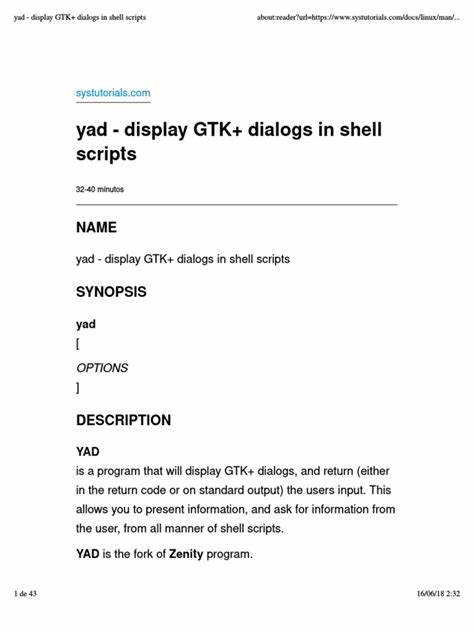 YAD: display graphical dialogs from shell scripts or command line