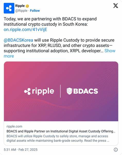 South Korea’s BDACS to Use Ripple Custody for Institutional XRP, RLUSD Holdings