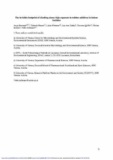 Exposure to Rubber Additives in Indoor Climbing Facilities