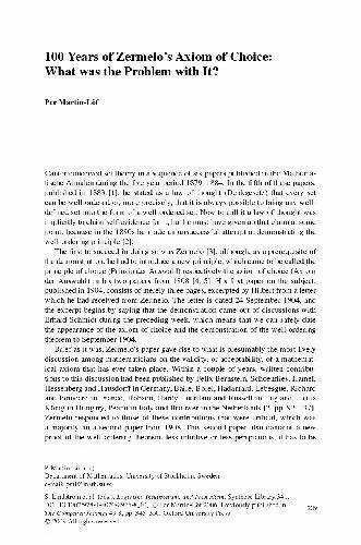100 years of Zermelo's axiom of choice: What was the problem with it? (2006)