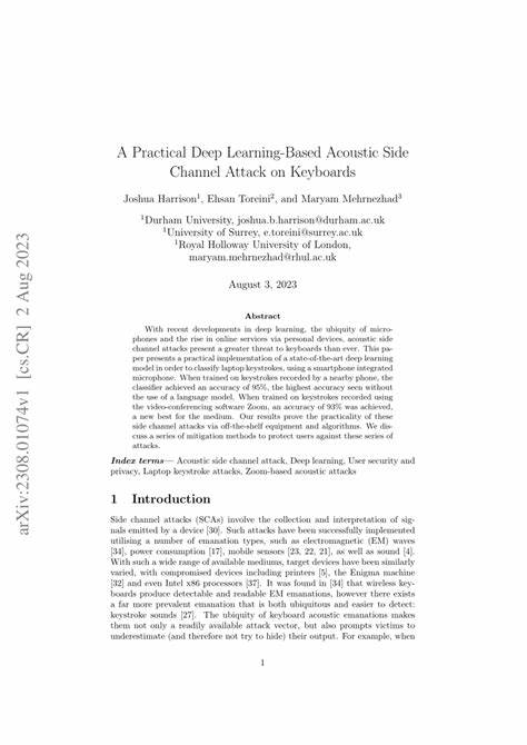 A Practical Deep Learning-Based Acoustic Side Channel Attack on Keyboards