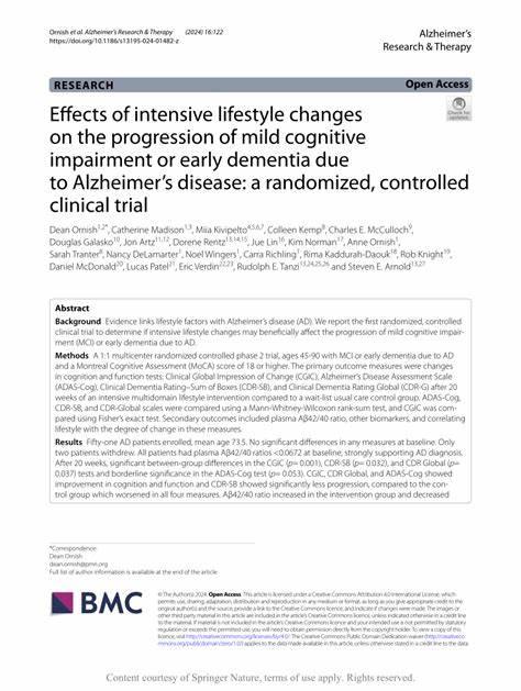 Effects of lifestyle changes on cognitive impairment due to Alzheimer's (2024)