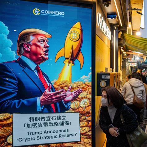 Bitcoin-Plakat mit Donald Trump in Hong Kong: Kryptowährungen sind wieder im Hoch
