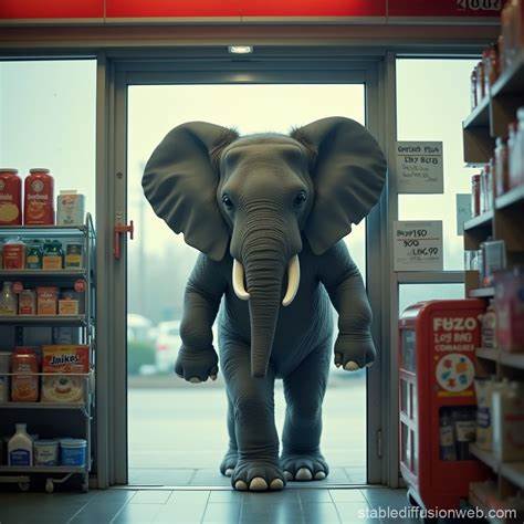 Elephant barges into convenience store, grabs a trunkful of snacks