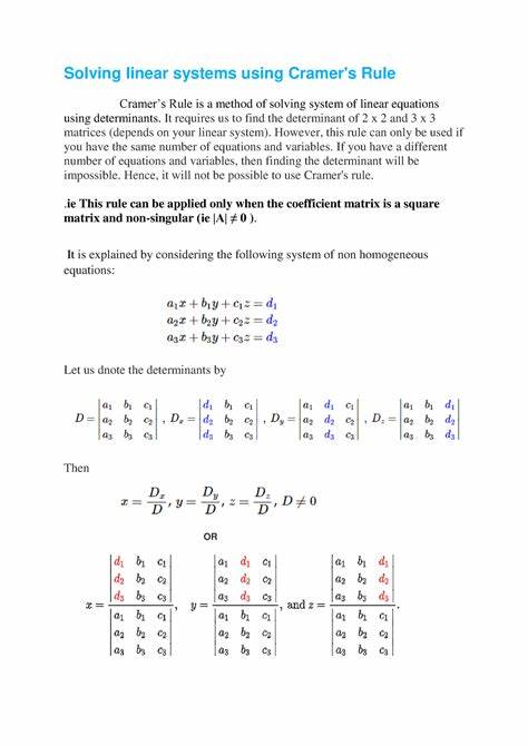 Notes on Cramer's Rule