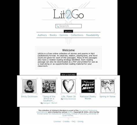 Lit2Go is a free online collection of stories and poems in MP3 format
