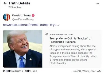  Trump touts memecoin as sentiment gauge as $520M unlock nears 