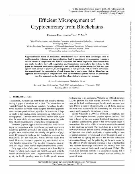 Efficient Micropayment of Cryptocurrency from Blockchains