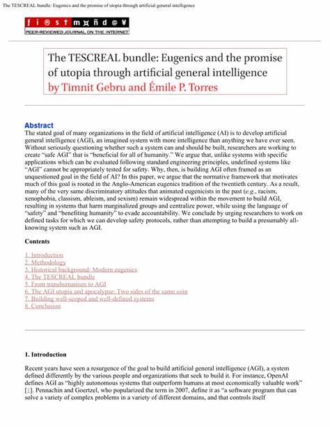 Eugenics and the promise of utopia through artificial general intelligence