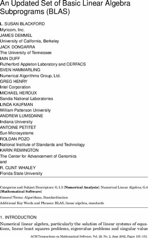 Basic Linear Algebra Subprograms