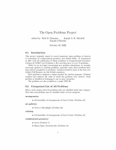 The Open Problems Project