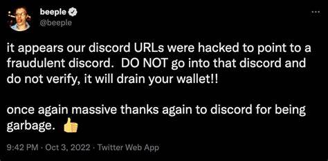 Beeples Discord-URL wurde „gekapert“ und leitete Benutzer zum Wallet Drainer weiter – Cointelegraph
