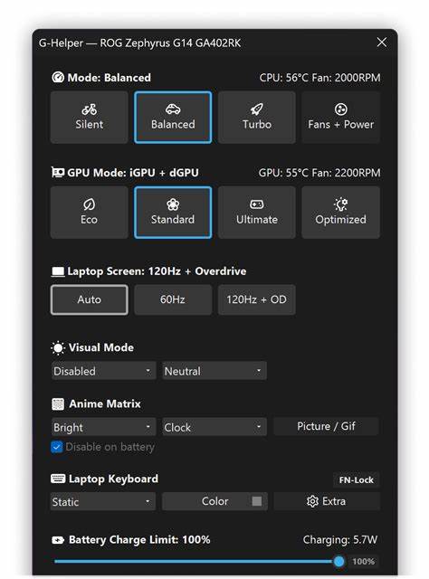 G-Helper - Lightweight control tool for Asus laptops