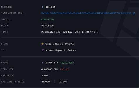 Ethereum Co-Founder Jeffrey Wilcke Transfers 105,737 ETH, Suspected Liquidation, to Kraken