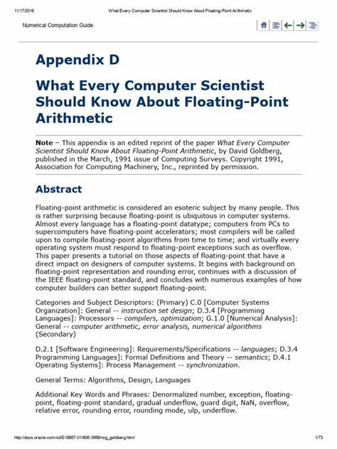 What Every Computer Scientist Should Know About Floating-Point Arithmetic [pdf]