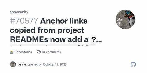 Anchor links copied from project READMEs now add a query parameter