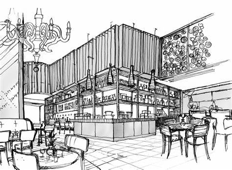 NYC Restaurant Interior or Black and White Drawing?