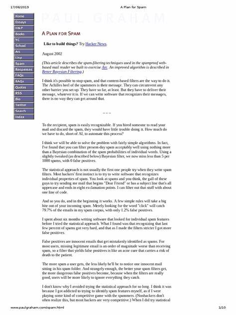 A Plan for Spam (2002)