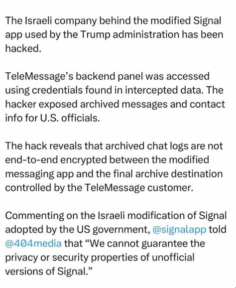 TeleMessage, used by Trump officials, can access plaintext chat logs