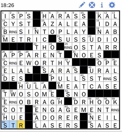 NYT Crossword: answers for Thursday, September 26