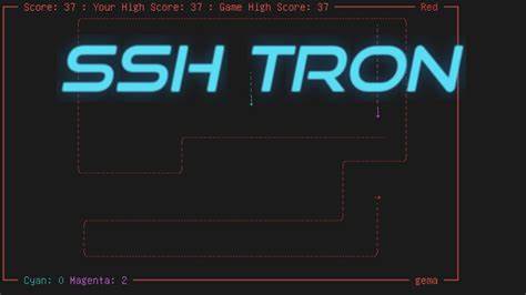 SSHTron: A multiplayer lightcycle game that runs through SSH
