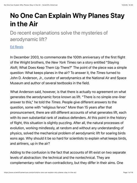 No One Can Explain Why Planes Stay in the Air (2020)