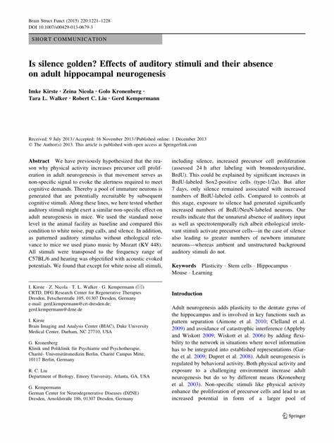 Is silence golden? Effects of auditory stimuli and their absence
