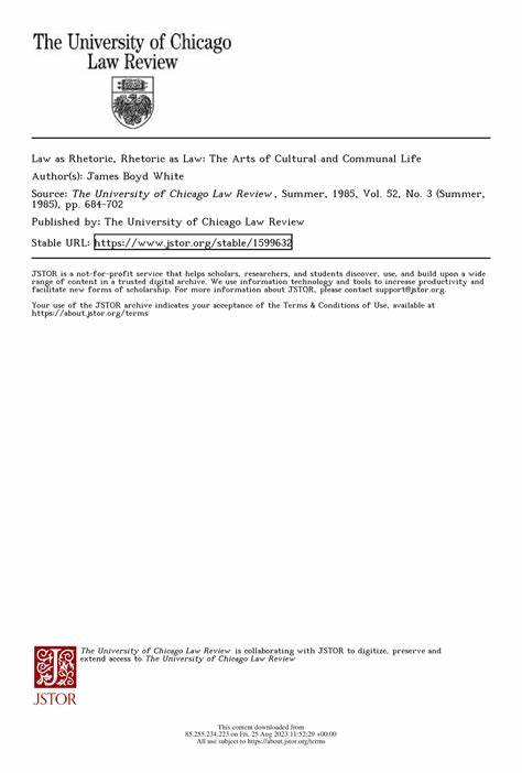 Law as Rhetoric, Rhetoric as Law: The Arts of Cultural and Communal Life (1985) [pdf]