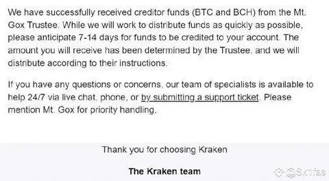 Kraken receives bitcoin from Mt. Gox Trustee, payouts anticipated in 7-14 days - The Block