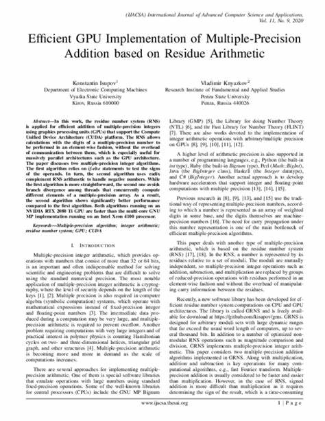 Residue Number Systems for GPU Computing. Can the GPU Be Replaced?