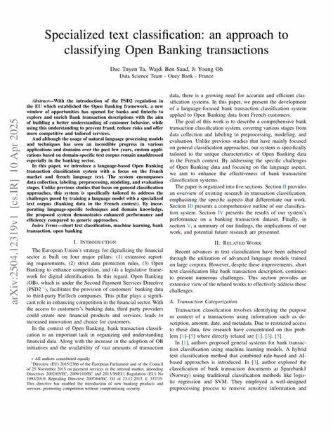 Specialized text classification: classifying Open Banking transactions