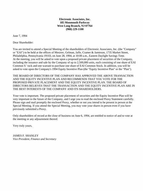 Letter to Shareholders