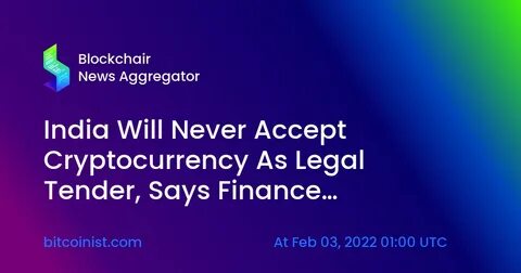 India’s Ministry of Finance says no plans to regulate cryptocurrency sales - Ledger Insights