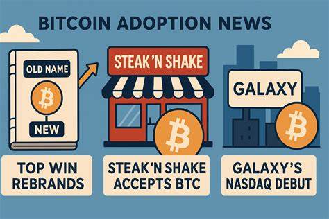 Bitcoin Adoption News: Top Win Rebrands, Steak N Shake Accepts BTC, Galaxy's Nasdaq Debut
