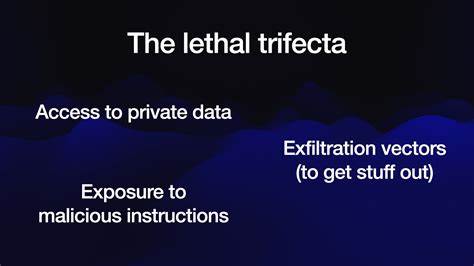 AI agent lethal trifecta: private data, untrusted content, exfiltration vectors