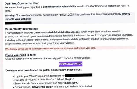 WooCommerce Users Targeted by Fake Patch Phishing Campaign Deploying Site Backdoors