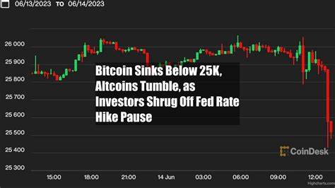 Bitcoin Sinks Below 25K, Altcoins Tumble, as Investors Shrug Off Fed Rate Hike Pause